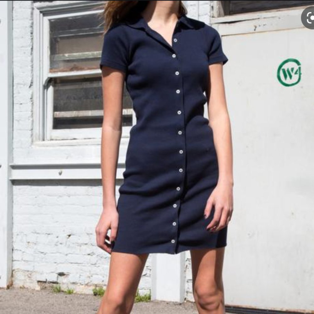 Brandy Melville Ribbed Black Caroline Dress